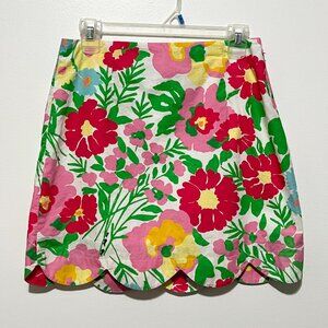 Lilly Floral Print Scalloped Hem Skirt